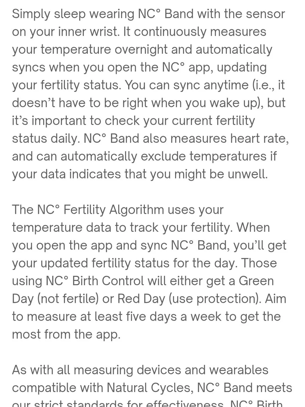 Natural Cycles Wearable Band
